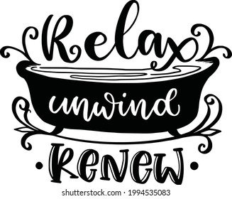 Relax Unwind Renew Funny Bathroom Lettering Stock Vector (Royalty Free ...