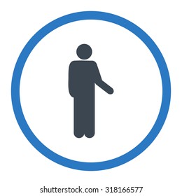 Relax vector icon. This rounded flat symbol is drawn with smooth blue colors on a white background.