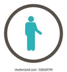 Relax vector icon. This rounded flat symbol is drawn with grey and cyan colors on a white background.