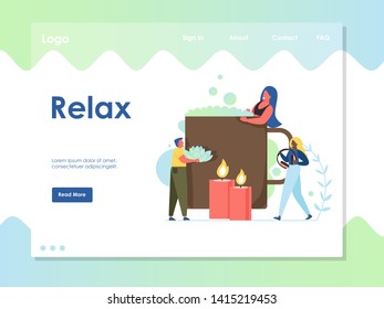 Relax vector website landing page design template