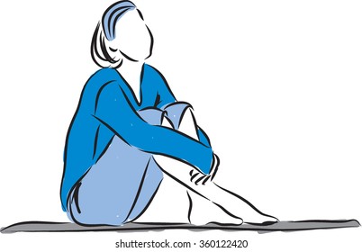 relax woman sitting down illustration