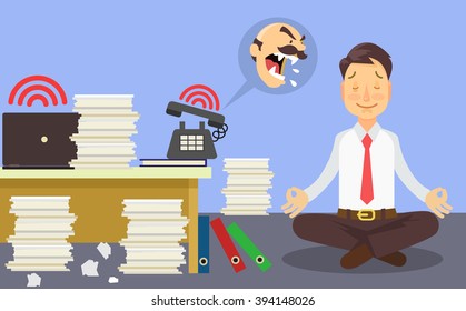 Relax at work. Vector flat cartoon illustration