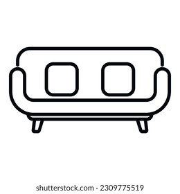 Relajar zona de sofá icono vector contorno. Mobiliario de habitación. Vida personal