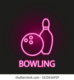 relaxation in bowling neon style icon. Simple thin line, outline vector of relaxation icons for ui and ux, website or mobile application