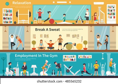 Relaxation Break A Sweat Employment In The Gym flat interior outdoor concept web