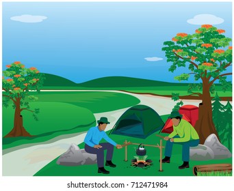 Relaxation with camp vector design