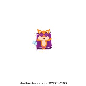 Relaxation Fox Sticker Icon Isolated On White Background