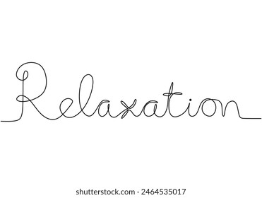 Relaxation handwritten inscription. One line drawing of phrase hand writing calligraphy card lettering isolated on white background.