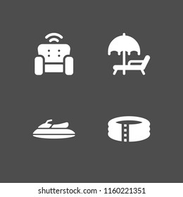 relaxation icon. 4 relaxation set with chair, vacations, pool and sunbed vector icons for web and mobile app