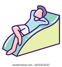 Relaxation icon represented by lying around Lineal Color style.