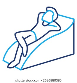 Relaxation icon represented by lying around Dual Line style.