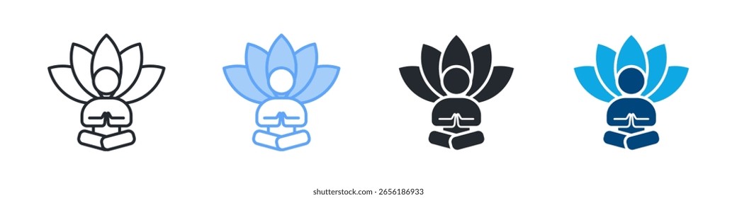 Relaxation Icon Set Multiple Style. Designed In Outline, Blue, Glyph, Dual Tone