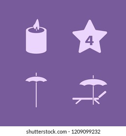 relaxation icon. relaxation vector icons set chaise lounge umbrella, beach umbrella, hotel four stars and candle