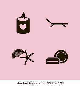 relaxation icon. relaxation vector icons set candle heart, shell starfish, chaise lounge and cosmetic cream