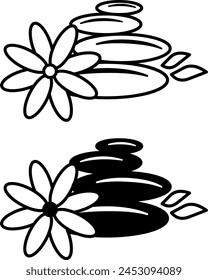 Relaxation icons. Black and White Vector Icons. Spa and Wellness Treatments. Concept of Wellness and Healthy Lifestyle