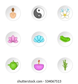 Relaxation icons set. Cartoon illustration of 9 relaxation vector icons for web