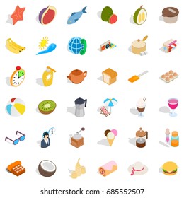 Relaxation icons set. Isometric style of 36 relaxation vector icons for web isolated on white background