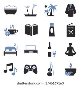 Relaxation Icons. Two Tone Flat Design. Vector Illustration.