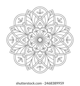 Relaxation Kids Mandala Coloring Book Page for kdp Book Interior. Peaceful Petals, Ability to Relax, Brain Experiences, Harmonious Haven, Peaceful Portraits, Blossoming Beauty mandala design.