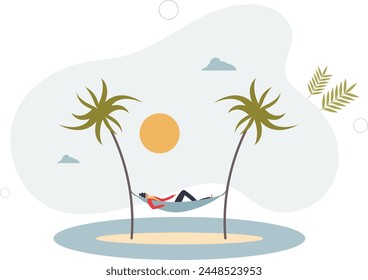 Relaxation and leisure with calm vacation at beach.Sleeping, reading and walking as peaceful mental relief for life balance and recreation