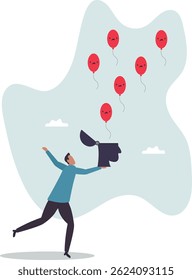Relaxamento para deixar que a ansiedade e o pensamento negativo voem, mentalmente aliviar ou atenção para curar a depressão, caráter para o design.