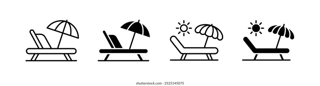 Relaxation Lounger vector vector filled and outlined iconss collection