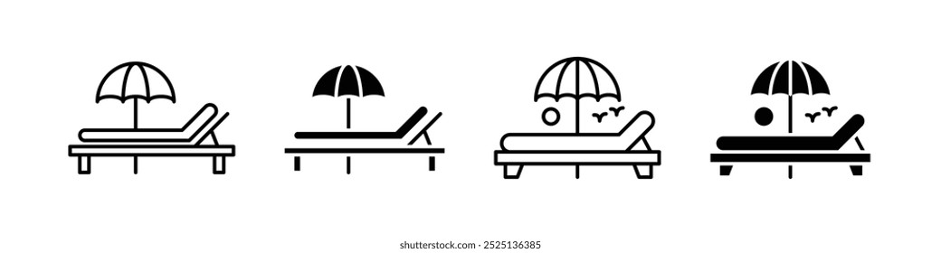 Relajación Lounger Vector delgado línea vector iconos colección