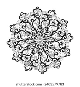 Relaxation mandala adult coloring book page for kdp book interior. Peaceful Petals, Ability to Relax, Brain Experiences, Harmonious Haven, Peaceful Portraits, Blossoming Beauty mandala design.