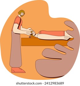 Relaxation massage and full-body treatment with professional massage therapist in spa. Design concept. Isolated flat vector illustration.