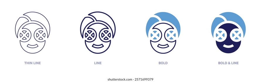 Relaxation methods icon in 4 different styles. Thin Line, Line, Bold, and Bold Line. Duotone style. Editable stroke.