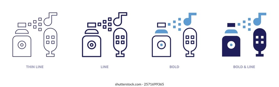 Relaxation music icon in 4 different styles. Thin Line, Line, Bold, and Bold Line. Duotone style. Editable stroke.