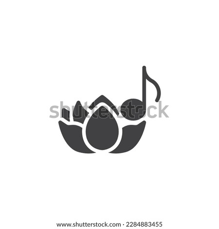 Relaxation music vector icon. filled flat sign for mobile concept and web design. Music note and lotus flower glyph icon. Symbol, logo illustration. Vector graphics