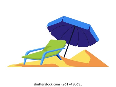 Relaxation on the beach - modern flat design style single isolated image
