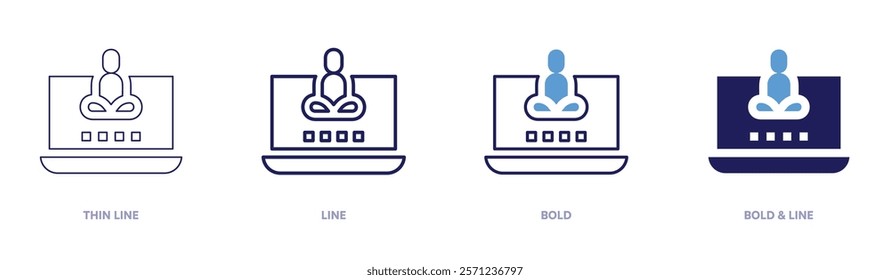 Relaxation podcasts icon in 4 different styles. Thin Line, Line, Bold, and Bold Line. Duotone style. Editable stroke.
