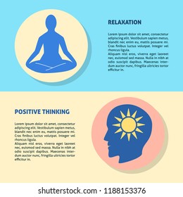 Relaxation and positive thinking concept flyer templates in flat style