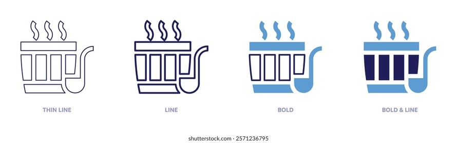 Relaxation response icon in 4 different styles. Thin Line, Line, Bold, and Bold Line. Duotone style. Editable stroke.