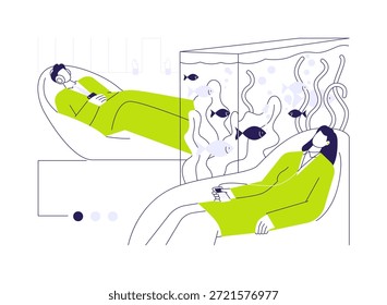Relaxation room abstract concept vector illustration. Group of colleagues relax in special room in office, corporate business, modern and comfortable zone for employees abstract metaphor.