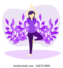 Ilustración vectorial de técnicas de relajación. Las mujeres sentadas en lotos de yoga se posicionan y disfrutan de calma, armonía y paz. Medicina alternativa para la vitalidad o el estilo de vida saludable y la realización del alma