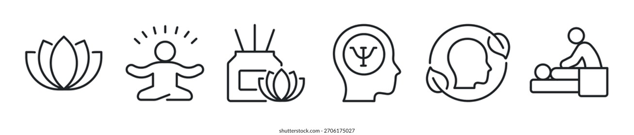 Relaxation thin line icon set. Web minimal icons