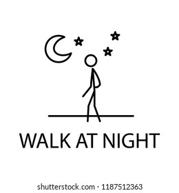 relaxation in walk at night icon. Element of recreation icon for mobile concept and web apps. Thin line relaxation in walk at night icon can be used for web and mobile