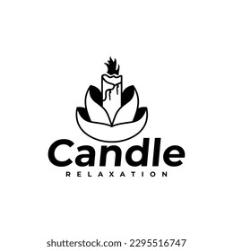 Relaxation wax candle aromatherapy vector logo design