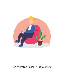 relaxation women drinking coffee on comfortable sofas