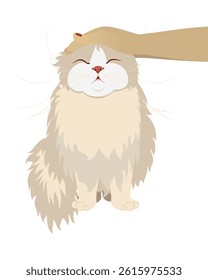 Relaxed Cat Being Petted by Hand, Ideal for Animal Welfare, Emotional Support, and Home Decor Projects