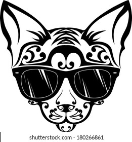 Relaxed cat - Illustration Relaxed cat tattoo - simple illustration in black and white