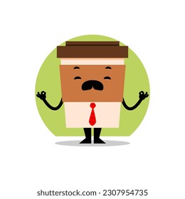 relaxed coffee cup mascot. father coffee cup mascot doing yoga vector illustration.