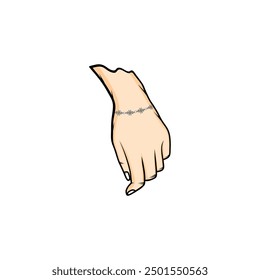 relaxed female left hand gesture  wearing a bracelet vector illustration