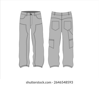 Calça jeans folgada de ajuste relaxado com fundo solto, ótimo para projetos vetor casual e streetwear.