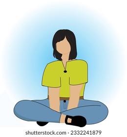 relaxed girl, yoga girl, girl doing yoga vector illustration, happy girl exercising, 