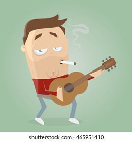relaxed guitarist smoking a cigarette