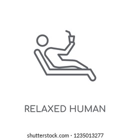 relaxed human linear icon. Modern outline relaxed human logo concept on white background from Feelings collection. Suitable for use on web apps, mobile apps and print media.